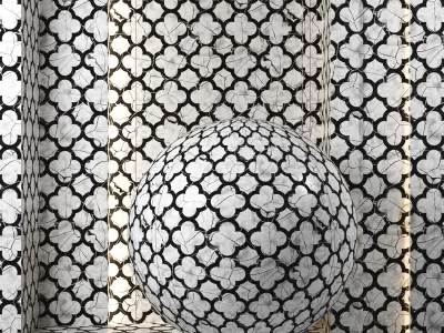 4K Marble texture Ornamental Tile Set - 4 Colors - PBR Seamless Texture