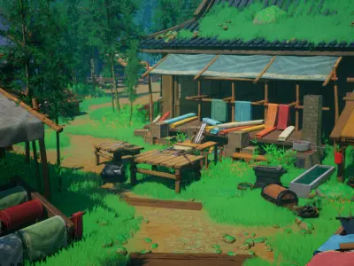 Stylized Asian Market Vol2 Gameready Low-poly 3D model