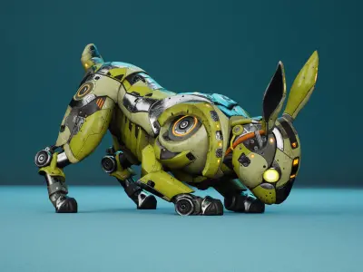 SciFi Rabbit Low-poly 3D model