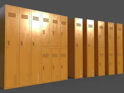 PBR School Gym Locker 06 - Yellow Low-poly 3D model