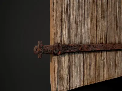 Arched Old Wooden Window Low-poly 3D model