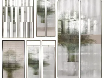 Partition 2 pair of mirrors hanging on wall 3D model