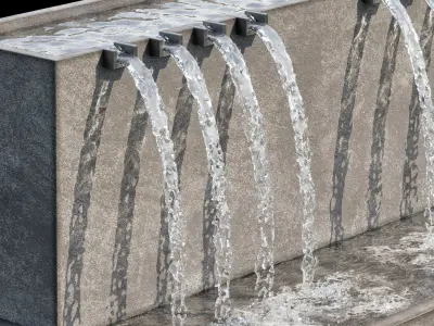 Waterfall fountains cascade 04 3D model