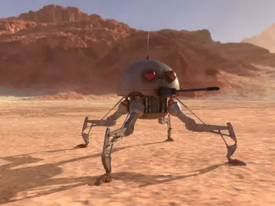 Dwarf Spider Droid Low-poly 3D model