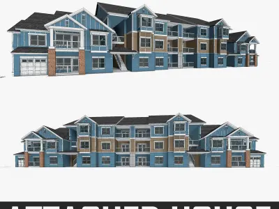Attached House  Low-poly 3D model