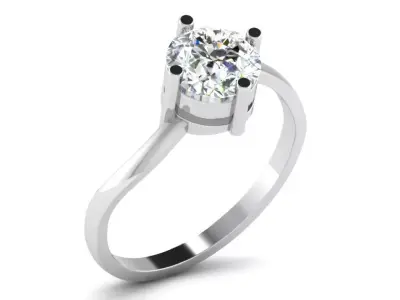 Light Weight White Gold Diamond Ring DR-5985 3D print model