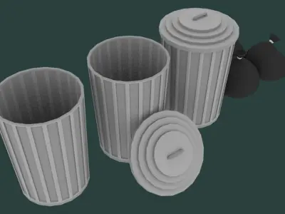 Garbage Cans And Bags Low-poly 3D model