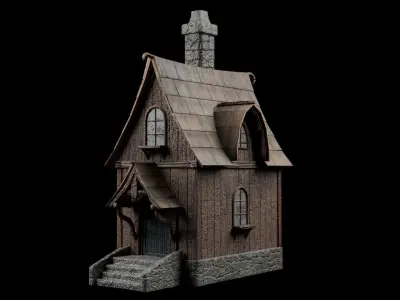 6 medieval house Low-poly 3D model