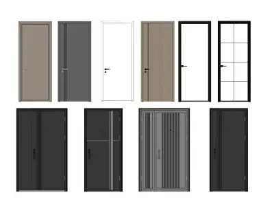 Door Modern bedroom-door-entrance door-wooden door 3D model