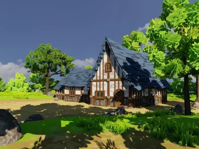 Medieval House 6 With Environment Low-poly 3D model