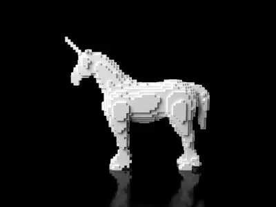 Unicorn Minecraft Voxel Low-poly 3D model