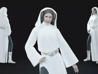 Leia Organa Animation-Ready Rebel Leader Low-poly 3D model