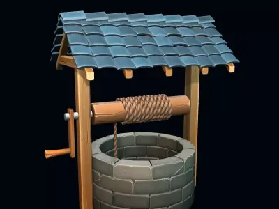 Stylized well Low-poly 3D model