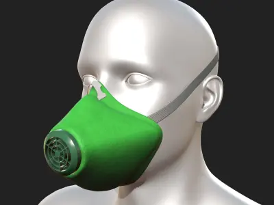 Gas mask helmet 3d safety isolated fantasy futuristic  Low-poly 3D model