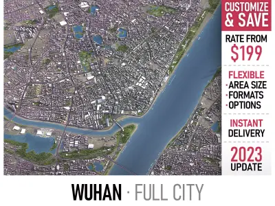 Wuhan - 3D City Model Low-poly 3D model