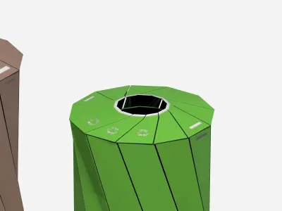 Modern metal open supermarket recycling bin Low-poly 3D model