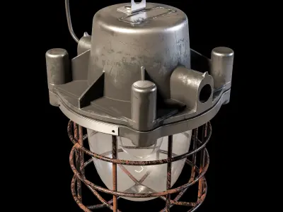 1970s Steel and Glass Nautical Caged Ship Light with Wrench 3D model
