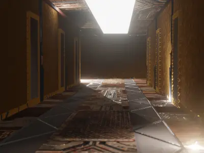 Corridor set ready to render Low-poly 3D model