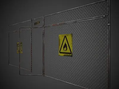 Wire Fence PBR Low Poly Low-poly 3D model
