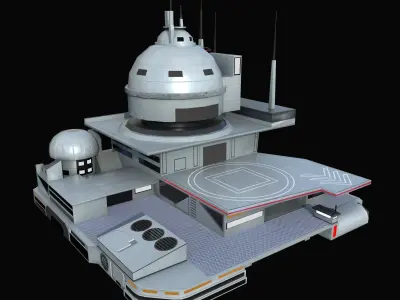 futuristic spaceport Low-poly 3D model