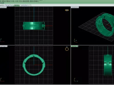 Lock line Structure Gold Ring 3D print model