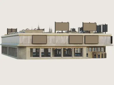Building Skyscraper City Town Downtown Office Space Work Street Low-poly 3D model 12