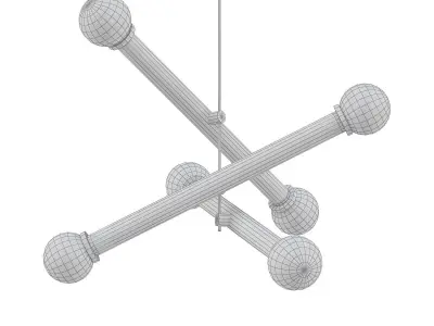 Triple pendant light with balls 3D model