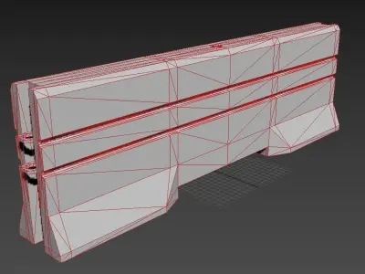Concrete Block Barrier - Barricade 03 Low-poly 3D model