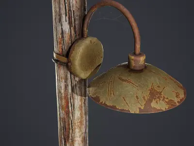 Old Wood Lamp Post Low-poly 3D model