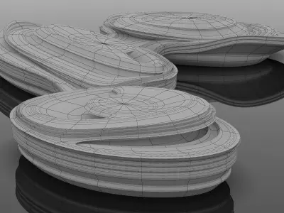 Futuristic building 3D model Low-poly 3D model