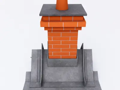 Chimney 3d model with bricks Low-poly 3D model
