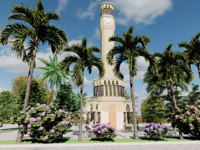 Clock Tower Low-poly 3D model