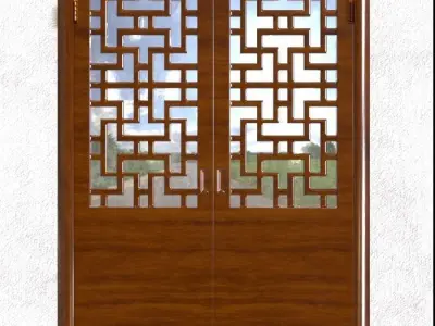 ChineseStyleWoodenDoor01 Low-poly 3D model