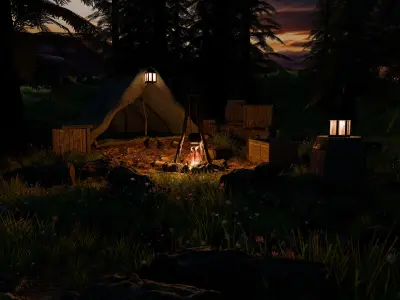 Forest Tent Scene 3D model