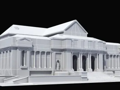 Classic Civic Building - NY Library Low-poly 3D model