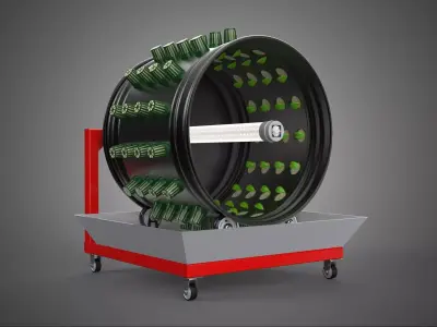 GARDEN ROTARY HYDROPONIC SPIN PLANT GROW FARM CYLINDER SYSTEM UP 3D model