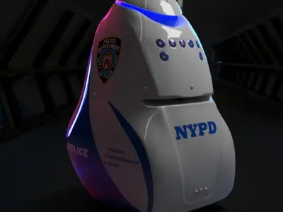 NYPD K5 Robot Cop Vandalized - clean texture included Low-poly 3D model