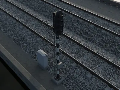 Railroad Traffic Light  Full Optics and Cabinet 3D model