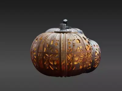 Modular Pumpkin Lantern  3D Print Stackable Pumpkin Shells  Low-poly 3D model