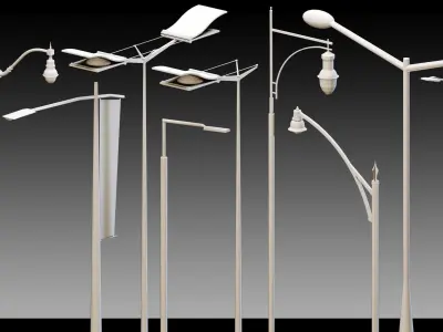 110 Urban Lighting Props- Kitbash- High detail 3d models Low-poly 3D model