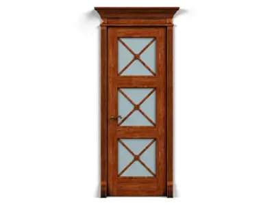 Door0034 wooden door with glass panels 3D model