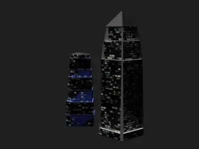 SKYSCRAPERS NIGHT MODE PACK - LOWPOLY PBR MODEL  Low-poly 3D model