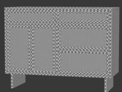 Wooden chest of drawers from rattan 3D model