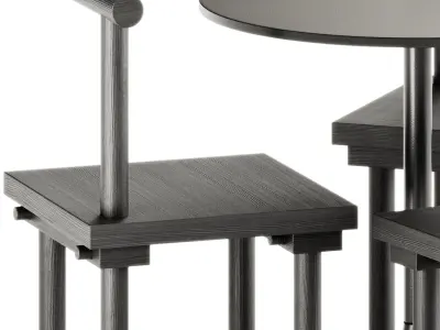 Still Cafe Table Round by Muuto and Sculptural Chair 3D model