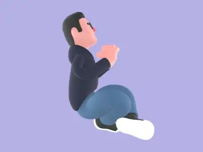 Stylized 3D Male Programmer Character - Hopeful Prayer Pose 3D model