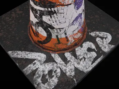 Traffic cone Graffiti PBR 3D model