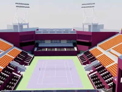 Khalifa International Tennis - Doha Qatar Low-poly 3D model