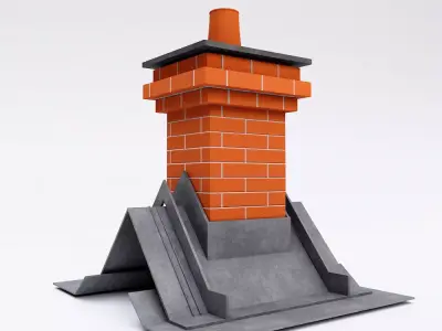 Chimney 3d model with bricks Low-poly 3D model