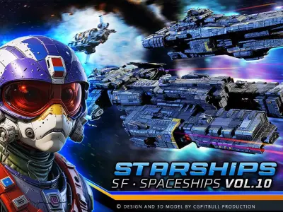 STARSHIPS - Pack10 Low-poly 3D model