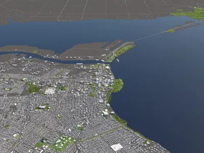 Corpus Christie 50x50km 3D City Map 3D model